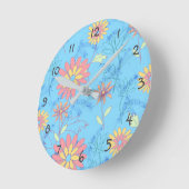 Ronde Horloge des fleurs bleu clair (Angle)
