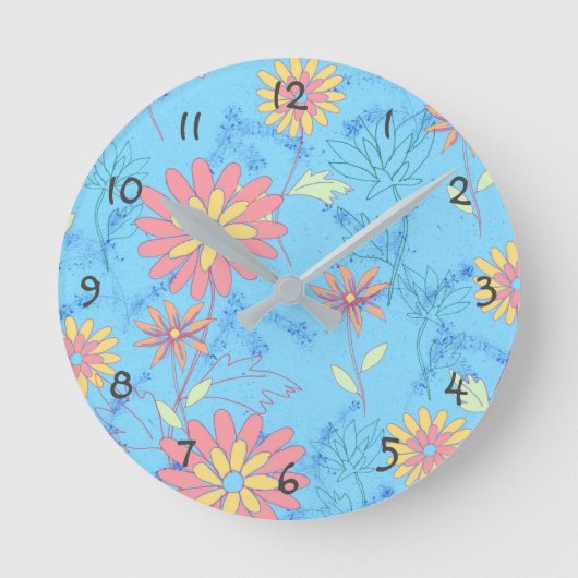 Ronde Horloge des fleurs bleu clair (Recto)