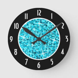 Ronde Horloge des 'Numéros' en noir bleu brillant
