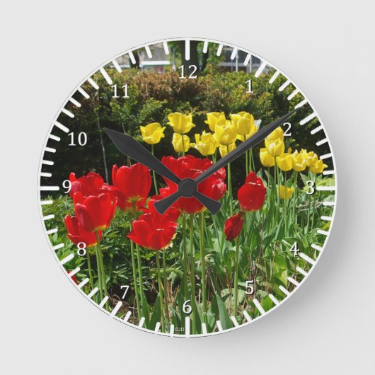 Ronde Horloge des Tulipes rouges et jaunes (Recto)