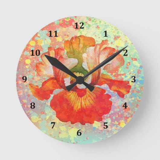 Ronde Horloge designer Iris et éclaboussures de peinture (Recto)