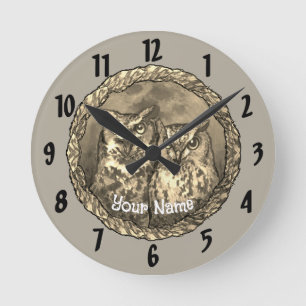 Ronde Horloge Deux Hiboux