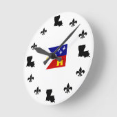 Ronde Horloge Drapeau Fleur De Lis Louisiane (Angle)