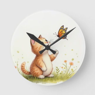 Ronde Horloge du chat et du papillon