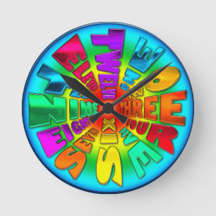 Ronde Horloge du mot en arc-en-ciel