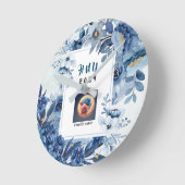 RONDE HORLOGE DU MUR EN BLEU ET BLANC (Angle)