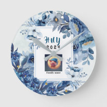 HORLOGE DU MUR EN BLEU ET BLANC