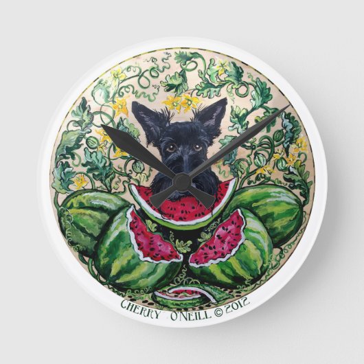 Ronde Horloge écossaise Terrier Melon (Recto)