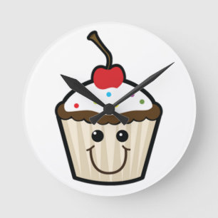 Ronde horloge en cupcake de dessin animé