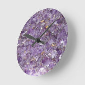 Ronde Horloge en pierre en cristal violette de gemme (Angle)