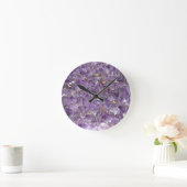 Ronde Horloge en pierre en cristal violette de gemme (Maison)