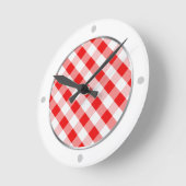 Ronde Horloge En vichy rouge et blanc (Angle)