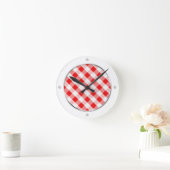 Ronde Horloge En vichy rouge et blanc (Maison)