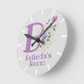 Ronde Horloge enfant Conception avec nom et initiale (Angle)