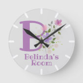 Ronde Horloge enfant Conception avec nom et initiale (Recto)