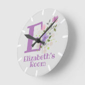 Ronde Horloge Enfants avec nom et initiale (Angle)