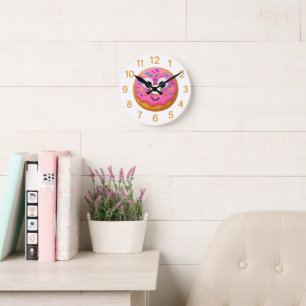 Ronde Horloge Enfants Gâteau Donut Mignon – Yeux Mobiles