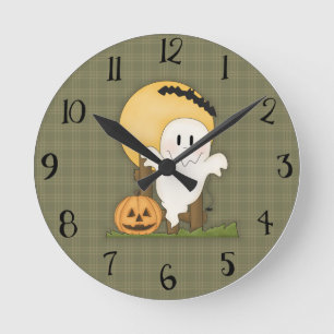 Ronde Horloge fantôme d'Halloween mignonne