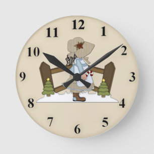 Ronde Horloge fille de prairie mignonne