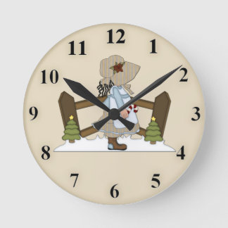 Ronde Horloge fille de prairie mignonne