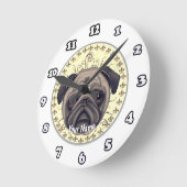 Ronde Horloge Fleur De Lis Pug (Angle)