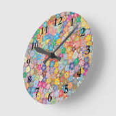 Ronde Horloge fleurie colorée (Angle)