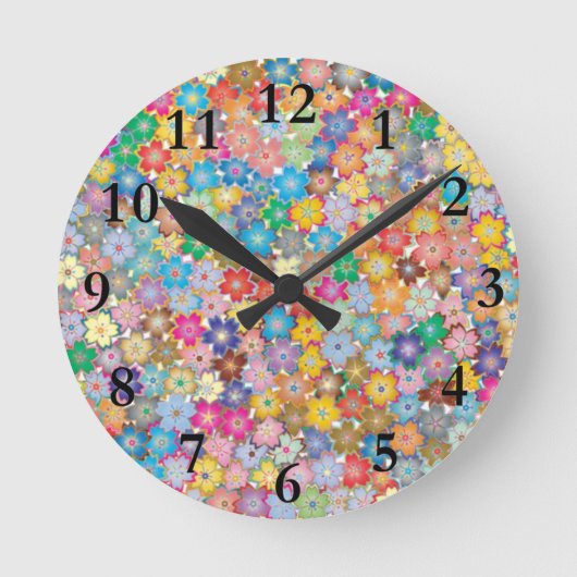 Ronde Horloge fleurie colorée (Recto)