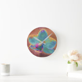 Ronde Horloge florale bleu orchidée et violet (Maison)