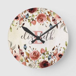 Ronde Horloge florale personnalisée