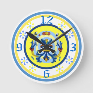 Ronde Horloge gaie de motif de poterie