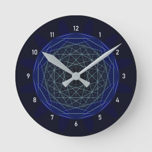 Ronde Horloge géométrique bleue de Moirè