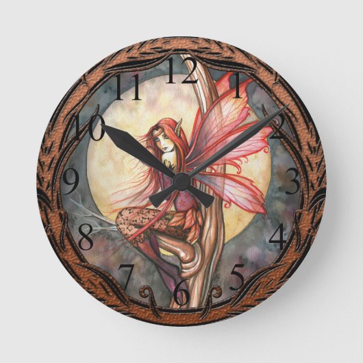 Ronde Horloge gothique d'automne fée rouge d'automne (Recto)
