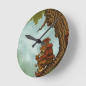 Ronde horloge heureuse d'imaginaire de gnome d'arbre (Angle)