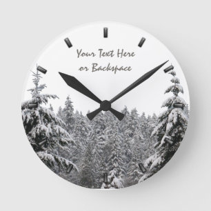 Ronde Horloge hivernale Custom Winter Forest Horloge