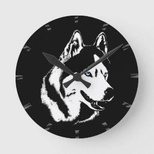 Ronde Horloge Husky Cadeaux Décor Sled Chien Mur Horloge