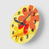 Ronde Horloge jaune et orange (Angle)