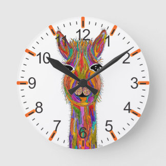 Ronde Horloge Lama Colorée