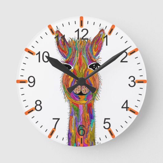 Ronde Horloge Lama Colorée (Recto)