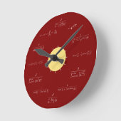 Ronde Horloge mathématique (arrière - plan rouge) (Angle)