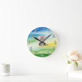 Ronde Horloge mignonne à mur de chaton avec bow rose (Maison)