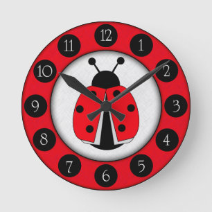 Ronde Horloge mignonne de coccinelle