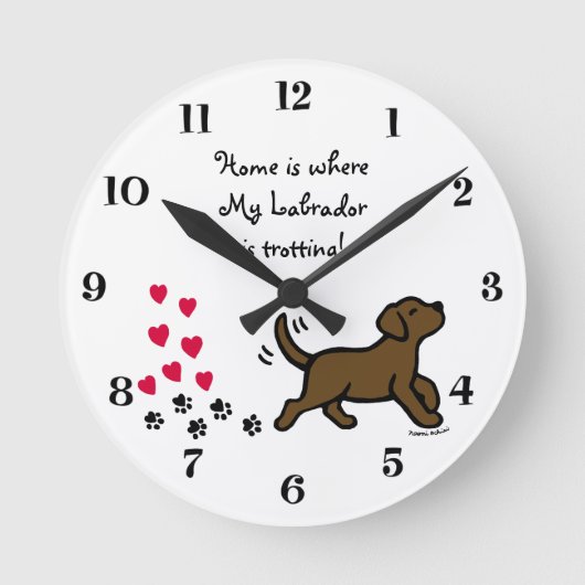 Ronde Horloge mignonne de trot de Labrador de chocolat (Recto)