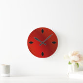Ronde horloge moderne rétro satin rouge moderne (Maison)