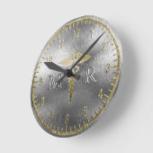 Ronde Horloge Monogramme Docteur en Argent (Angle)