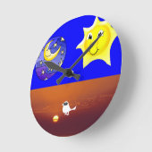 Ronde Horloge Moon Sun Sunset White Dove (Angle)