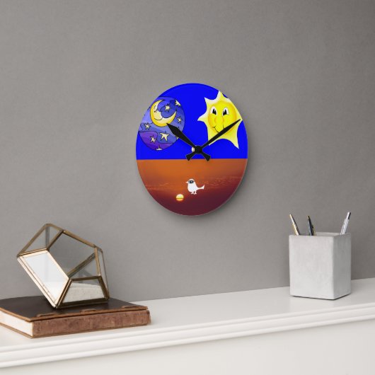 Ronde Horloge Moon Sun Sunset White Dove (Bureau)