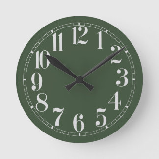 Ronde Horloge Mossy Green et White Wall