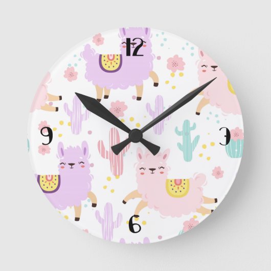 Ronde Horloge Mur Acrylique Cute Llamas (Recto)