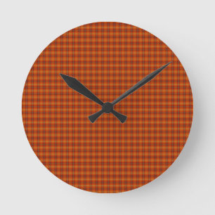 Ronde Horloge Mur Tartan Orange