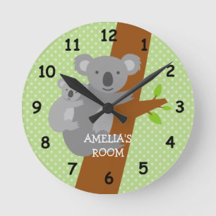 Ronde Horloge mural de nurserie avec des pois et un ours